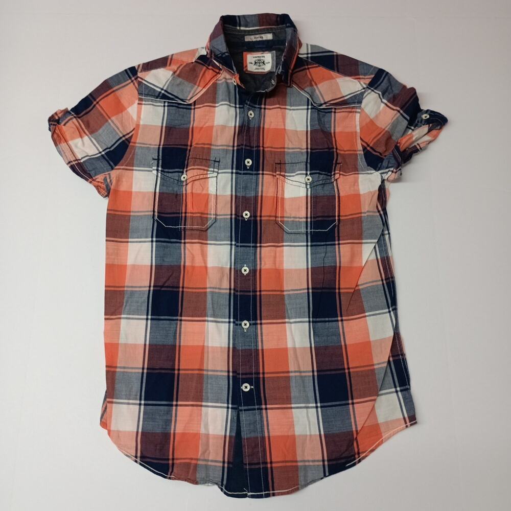 Express Button-Up Plaid Shirt‎ Mens S Small Multicolor Fitted